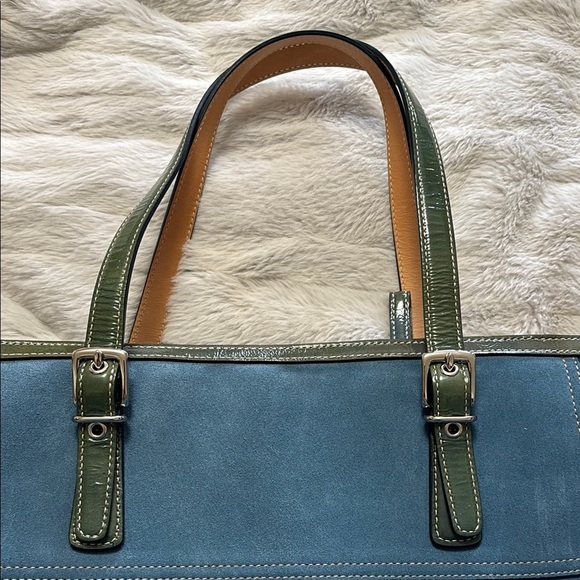 Coach Blue Suede Leather Tote - Picture 12 of 12